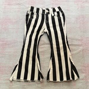Chic Striped Black and White Kids Flared Jeans